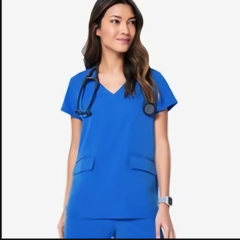NAME YOUR PRICE Dolores Royal Blue Flap-Pocket Scrub Top